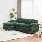 Divano a 3 posti imbottito multicolore con pouf, 3 posti a sedere