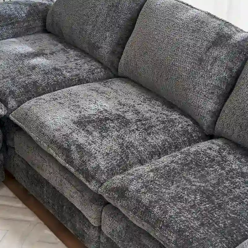 Divano a 3 posti imbottito multicolore con pouf, 3 posti a sedere