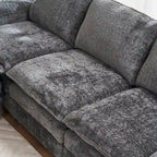 Divano a 3 posti imbottito multicolore con pouf, 3 posti a sedere