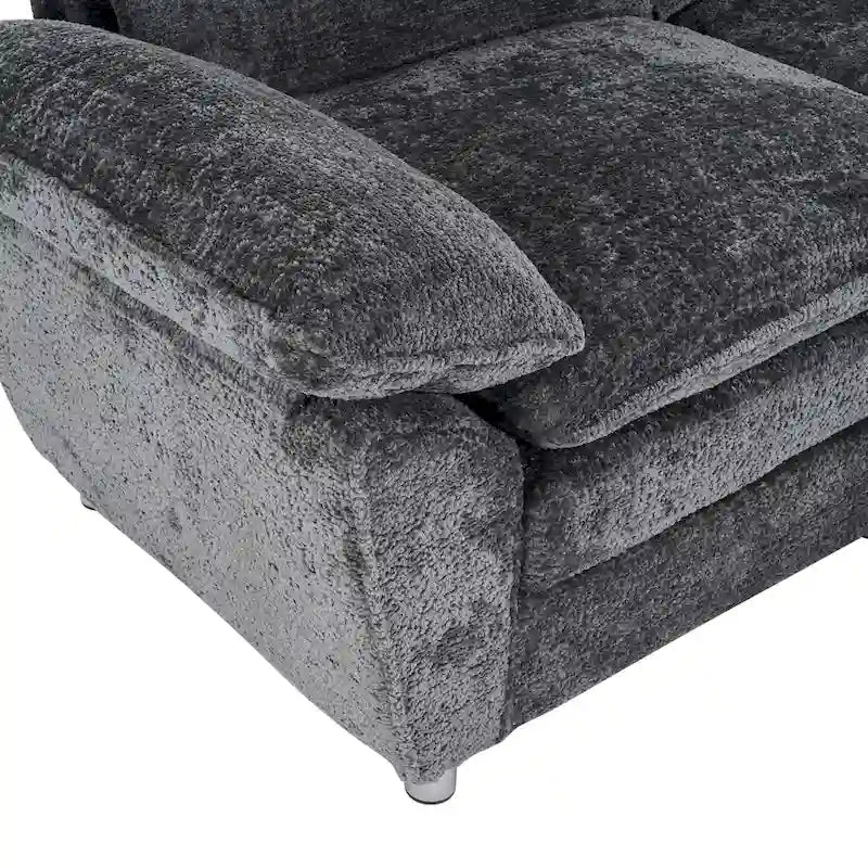 Divano a 3 posti imbottito multicolore con pouf, 3 posti a sedere