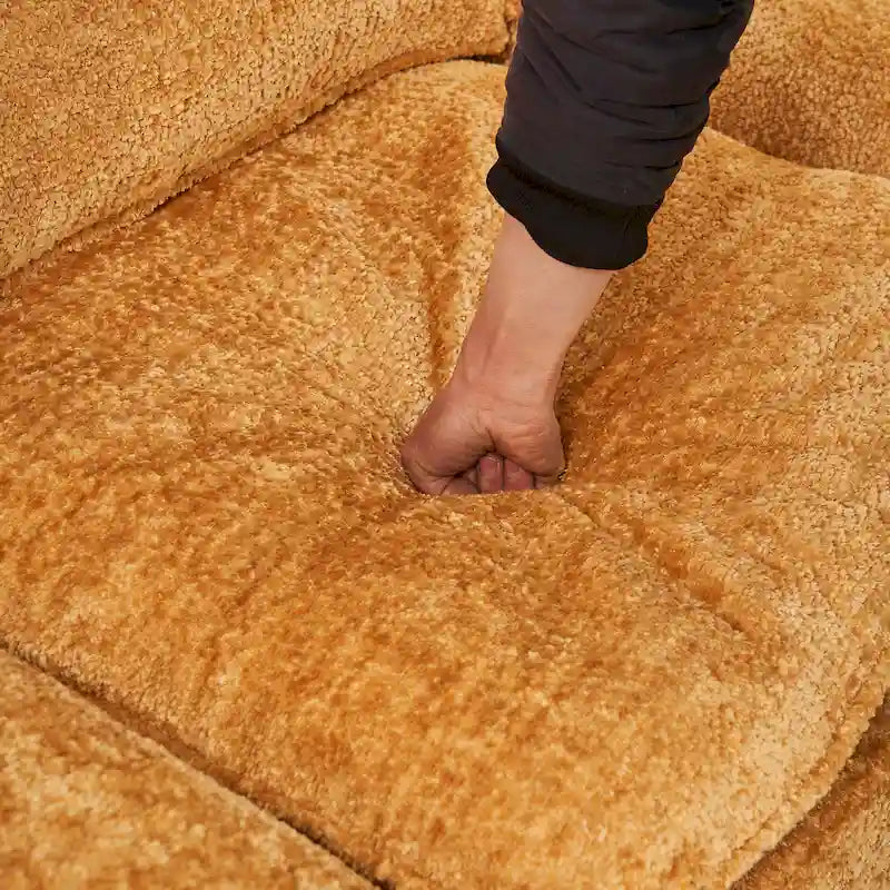 Divano a 3 posti imbottito multicolore con pouf, 3 posti a sedere