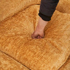 Divano a 3 posti imbottito multicolore con pouf, 3 posti a sedere