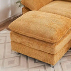 Divano a 3 posti imbottito multicolore con pouf, 3 posti a sedere