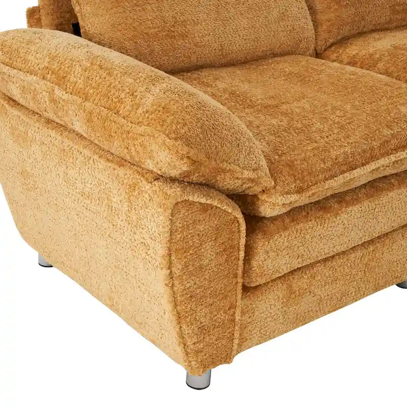 Divano a 3 posti imbottito multicolore con pouf, 3 posti a sedere