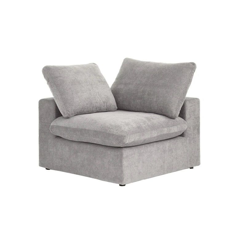 Divano modulare a L con pouf, 5 posti (Antracite scuro / Cachi / Bianco / Grigio)