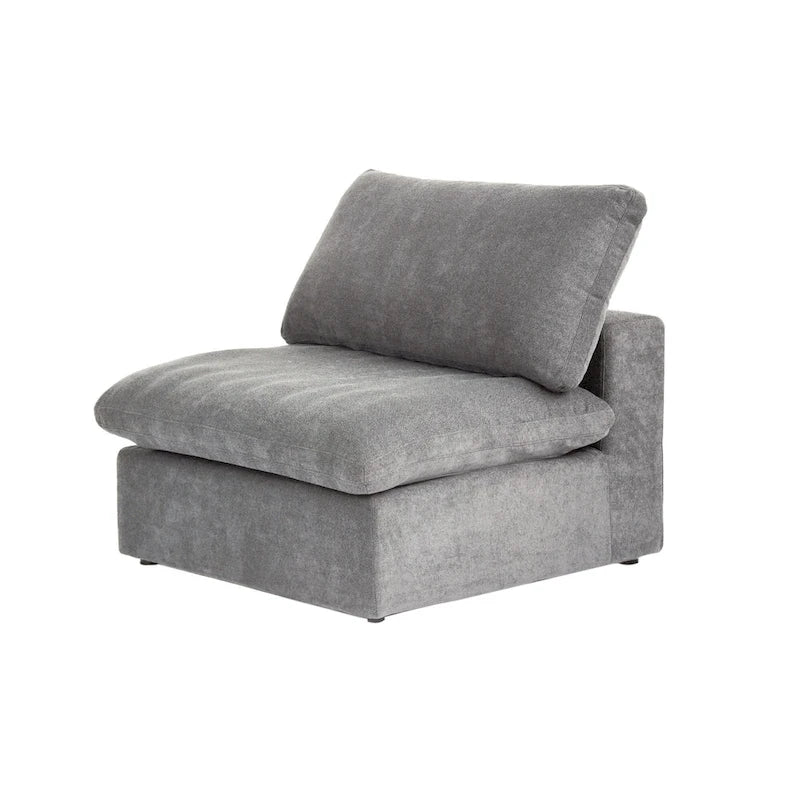 Divano modulare a L con pouf, 5 posti (Antracite scuro / Cachi / Bianco / Grigio)