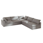 Divano modulare a L con pouf, 5 posti (Antracite scuro / Cachi / Bianco / Grigio)