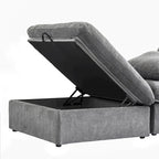 Divano modulare a L con pouf, 5 posti (Antracite scuro / Cachi / Bianco / Grigio)