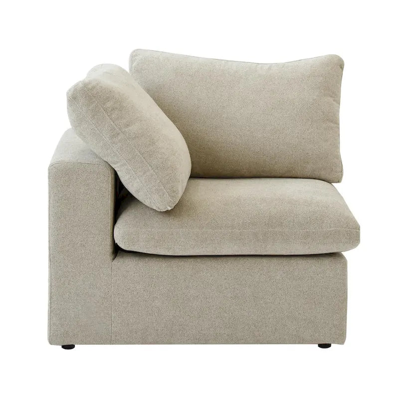 Divano modulare a L con pouf, 5 posti (Antracite scuro / Cachi / Bianco / Grigio)