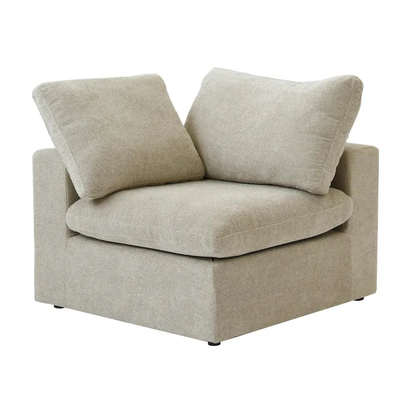 Divano modulare a L con pouf, 5 posti (Antracite scuro / Cachi / Bianco / Grigio)