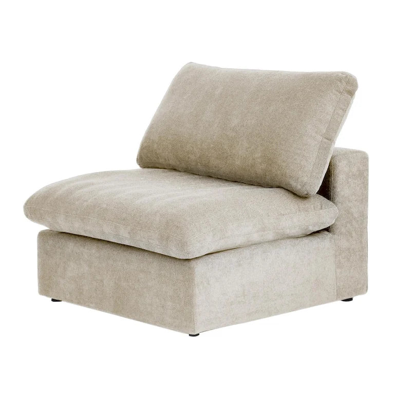 Divano modulare a L con pouf, 5 posti (Antracite scuro / Cachi / Bianco / Grigio)