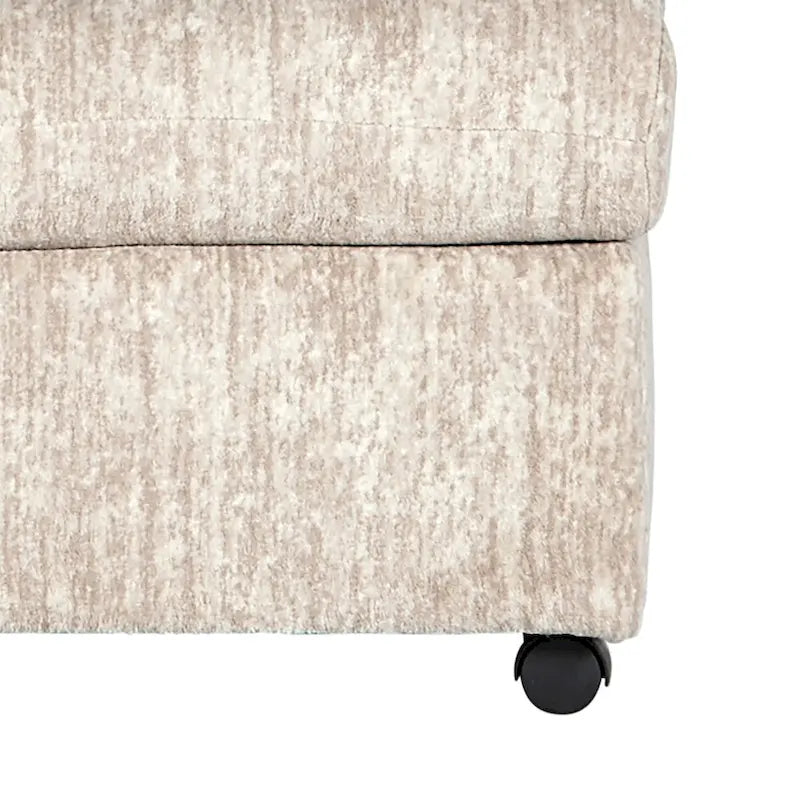 Pouf in tessuto pergamena/antracite con rotelle, 1 posto
