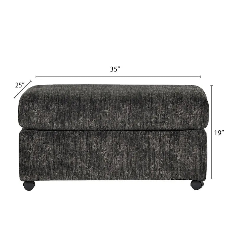Pouf in tessuto pergamena/antracite con rotelle, 1 posto