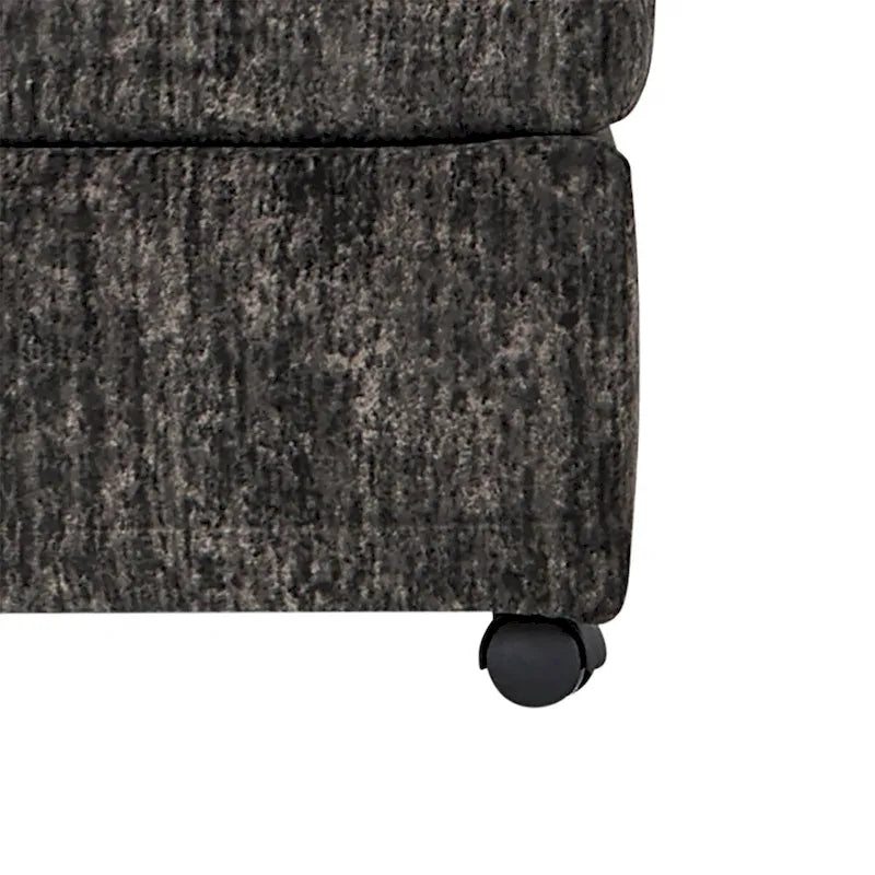 Pouf in tessuto pergamena/antracite con rotelle, 1 posto
