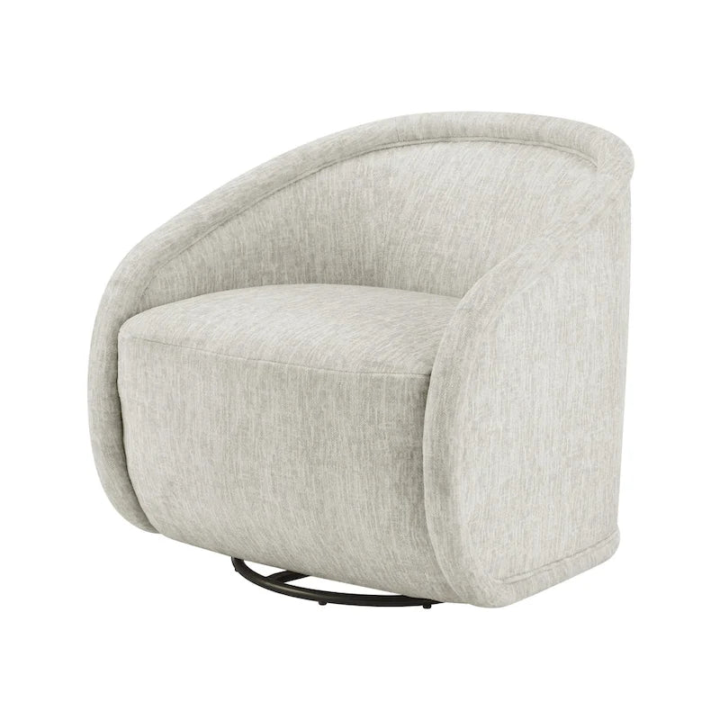 Poltrona a botte girevole in tessuto tortora/beige, gambe naturali, 1 posto