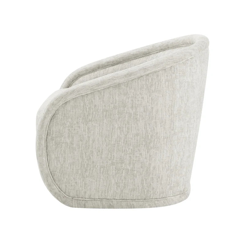 Poltrona a botte girevole in tessuto tortora/beige, gambe naturali, 1 posto