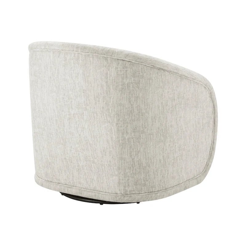 Poltrona a botte girevole in tessuto tortora/beige, gambe naturali, 1 posto