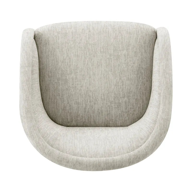 Poltrona a botte girevole in tessuto tortora/beige, gambe naturali, 1 posto