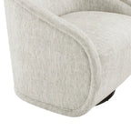 Poltrona a botte girevole in tessuto tortora/beige, gambe naturali, 1 posto