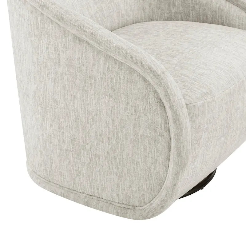 Poltrona a botte girevole in tessuto tortora/beige, gambe naturali, 1 posto