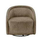 Poltrona a botte girevole in tessuto tortora/beige, gambe naturali, 1 posto