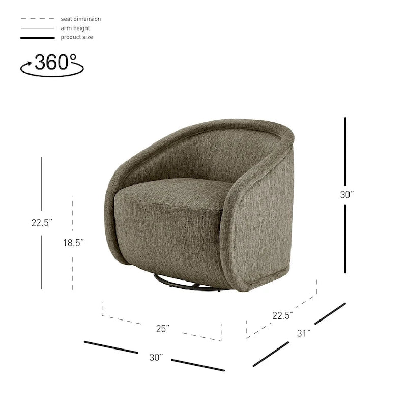 Poltrona a botte girevole in tessuto tortora/beige, gambe naturali, 1 posto