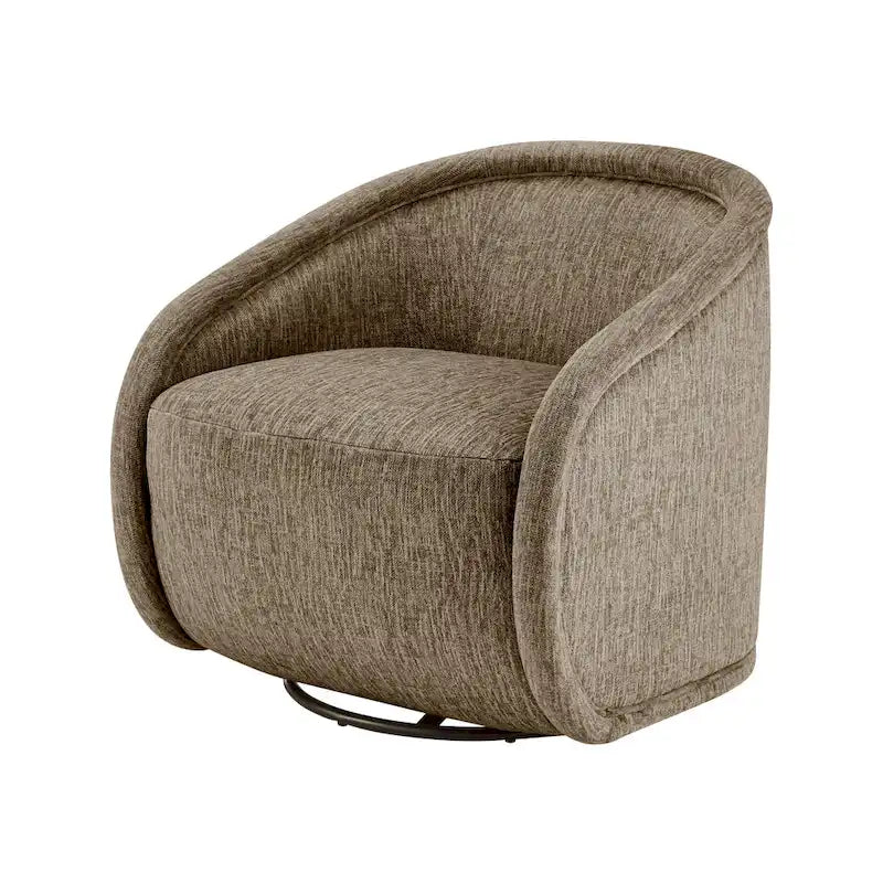 Poltrona a botte girevole in tessuto tortora/beige, gambe naturali, 1 posto