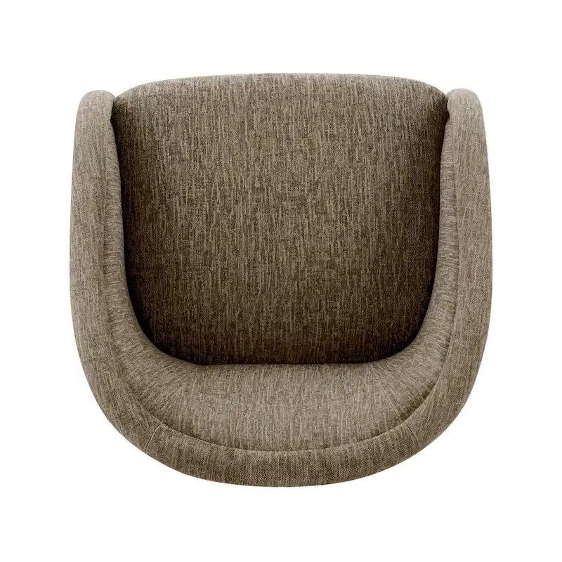 Poltrona a botte girevole in tessuto tortora/beige, gambe naturali, 1 posto