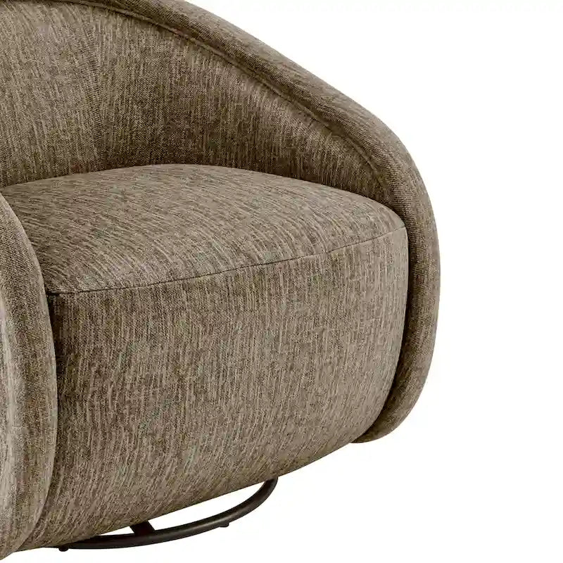 Poltrona a botte girevole in tessuto tortora/beige, gambe naturali, 1 posto