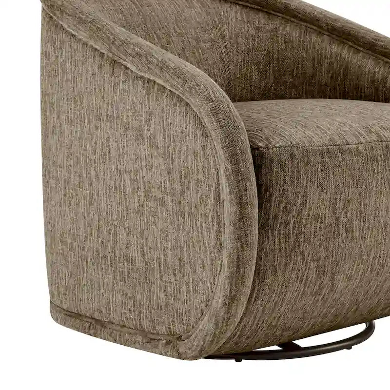 Poltrona a botte girevole in tessuto tortora/beige, gambe naturali, 1 posto