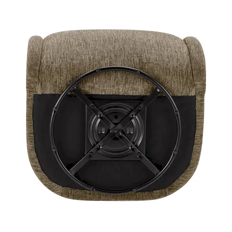 Poltrona a botte girevole in tessuto tortora/beige, gambe naturali, 1 posto