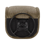 Poltrona a botte girevole in tessuto tortora/beige, gambe naturali, 1 posto