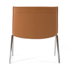 Sedia da ufficio in similpelle vegana color cammello, gambe cromate, monoposto