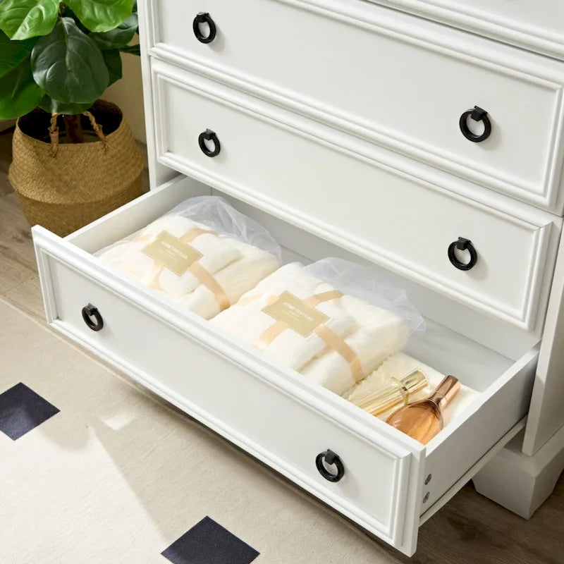 Cassettiera alta a 6 cassetti grigio slavato/bianco – Comodino/Cassettiera per camera da letto singola
