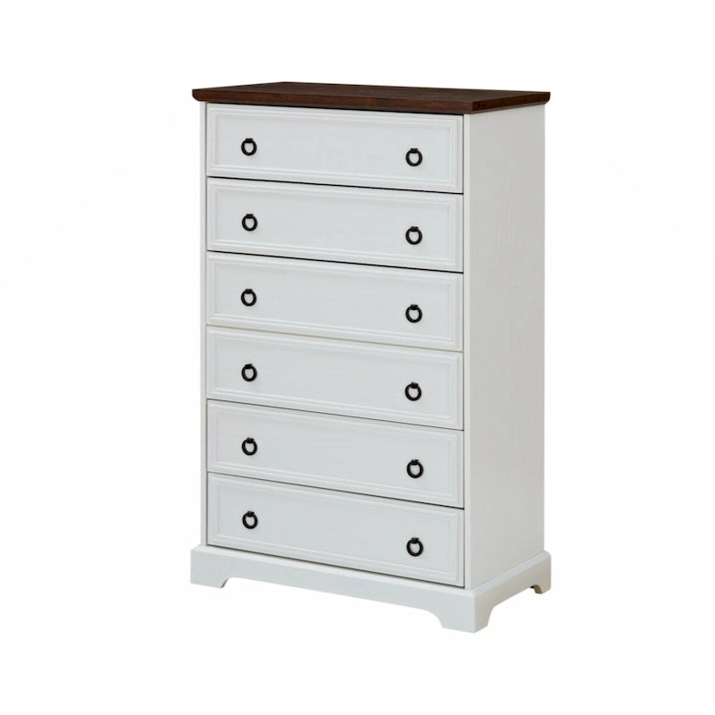Cassettiera alta a 6 cassetti grigio slavato/bianco – Comodino/Cassettiera per camera da letto singola