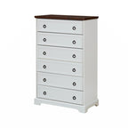 Cassettiera alta a 6 cassetti grigio slavato/bianco – Comodino/Cassettiera per camera da letto singola