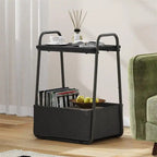 Comodini Moderni Set da 2, Telaio in Acciaio e Cesto in Tessuto, Multicolore