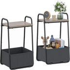 Comodini Moderni Set da 2, Telaio in Acciaio e Cesto in Tessuto, Multicolore