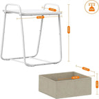 Comodini Moderni Set da 2, Telaio in Acciaio e Cesto in Tessuto, Multicolore
