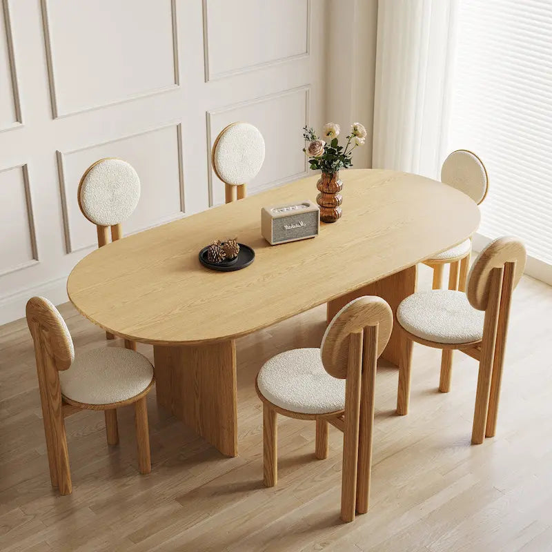 71  Modern Oval Dining Table, Solid Wood Kitchen Table for 6 people - 70.8  X 35.4 