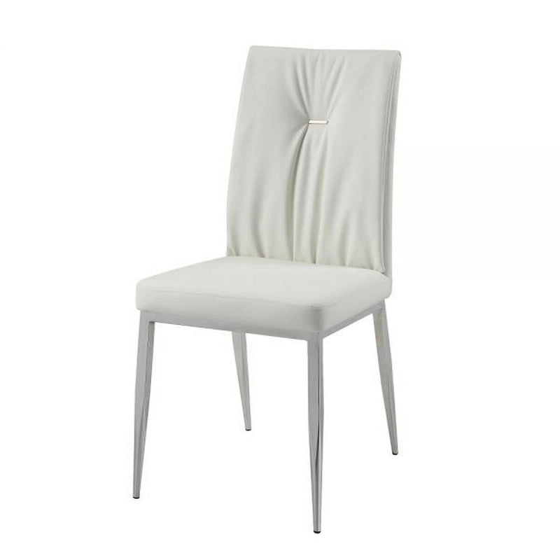 Sedia da pranzo in similpelle beige con gambe cromate, schienale capitonné, set da 2