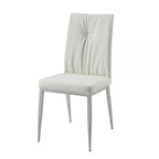 Sedia da pranzo in similpelle beige con gambe cromate, schienale capitonné, set da 2