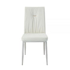 Sedia da pranzo in similpelle beige con gambe cromate, schienale capitonné, set da 2