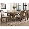 Set tavolo da pranzo allungabile 7 pezzi in rovere rustico e beige (6 posti)