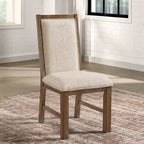 Set tavolo da pranzo allungabile 7 pezzi in rovere rustico e beige (6 posti)
