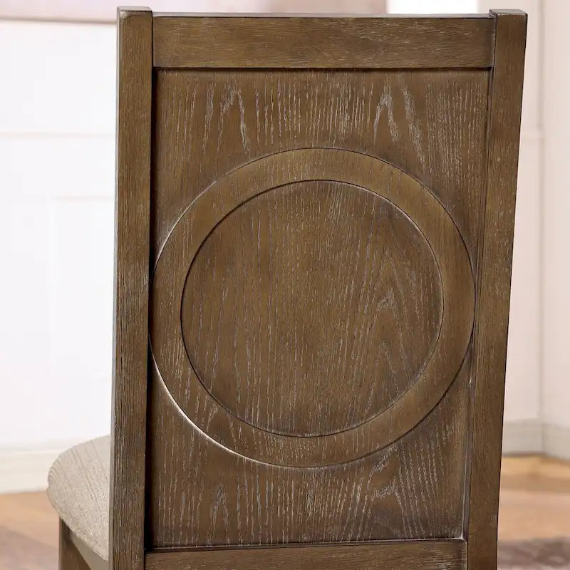 Set tavolo da pranzo allungabile 7 pezzi in rovere rustico e beige (6 posti)