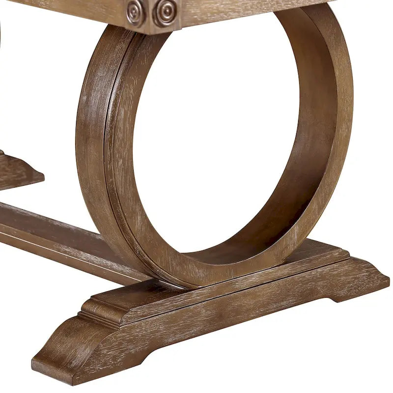 Set tavolo da pranzo allungabile 7 pezzi in rovere rustico e beige (6 posti)