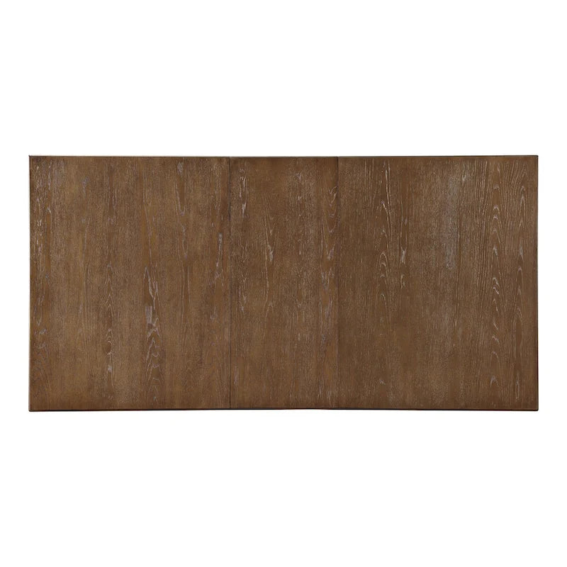 Set tavolo da pranzo allungabile 7 pezzi in rovere rustico e beige (6 posti)