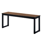Set da pranzo industriale marrone e nero, 3 persone, 1 tavolo + 2 panche