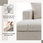 Divano componibile a L reversibile beige con pouf, 4 posti